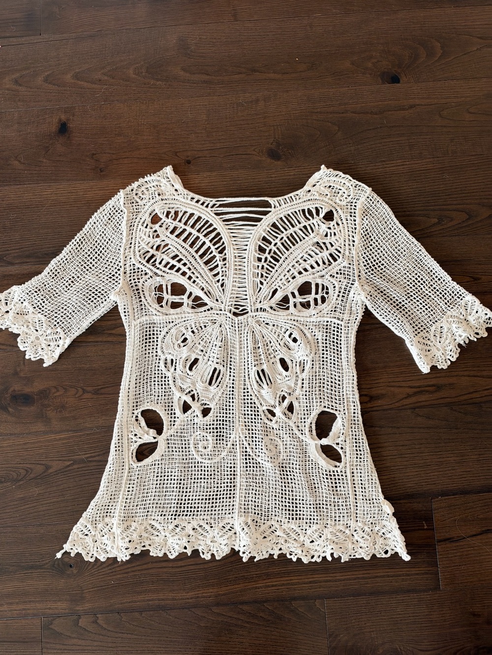 Crochet Lace One Size Beach Cover Up Boho Resort Tunic